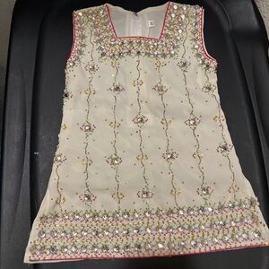 Embellished Cream Kids Dress/top